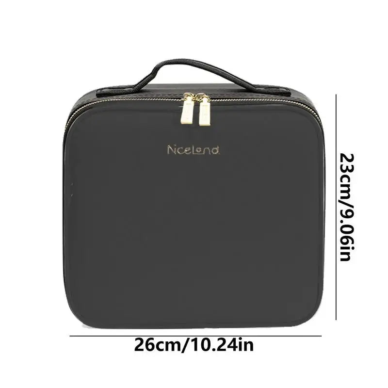 Makeup Bag with Light up Mirror 3 Color Light LED Lighted Makeup Case PU Leather Make up Traveling Organizer Bag Makeup Case